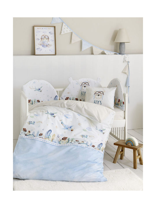 Nima Set Copertă de Pătuț cu Față de Pernă Boy's World Blue 110x145cm. Nima Set Copertă de Pătuț cu Față de Pernă Boy's World Blue 110x145cm.