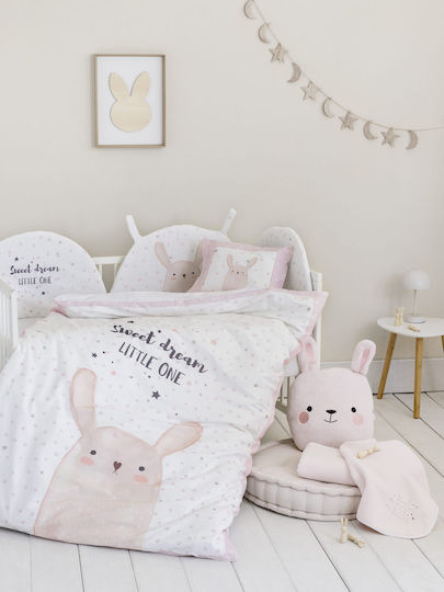 Nima Baby Bettbezug Set mit Kissenbezug Bunny Pink 110x145cm.