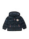 Kids Quilted Short Jacket with Hood Navy Blue