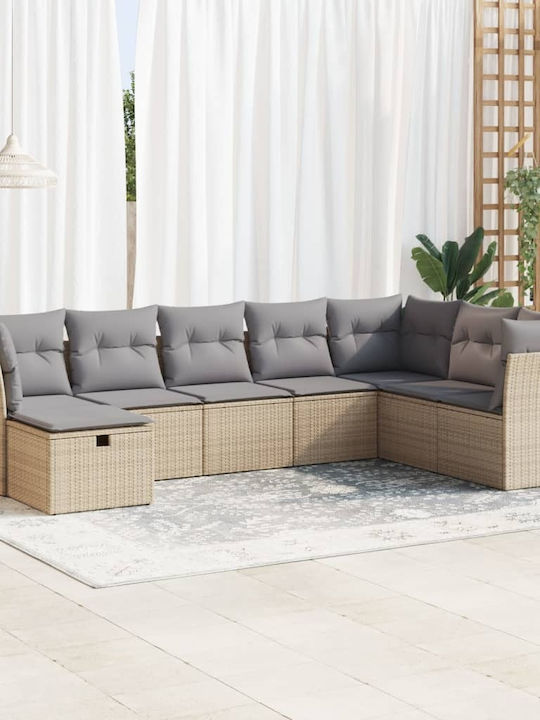 Corner Outdoor Sofa Rattan with Cushions 55x55x...