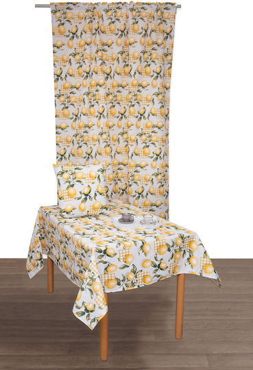 Viopros Curtain with Pencil Pleat Lemon Yellow 140x270cm