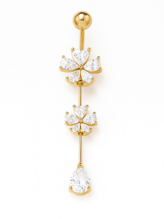 Nire Bauchnabelpiercing aus Vergoldetem Stahl Weiß