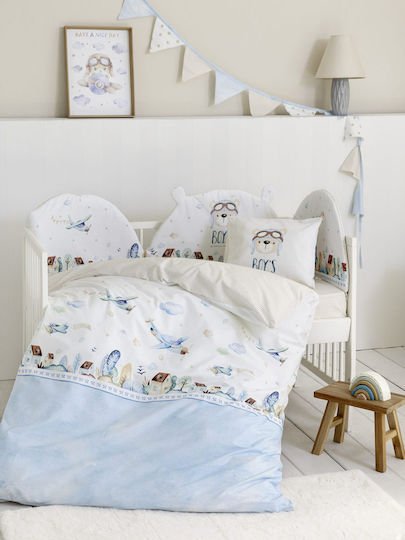 Nima Boy's World Βρεφικό Κουβερλί Βαμβακερό Γαλάζιο 100x140cm