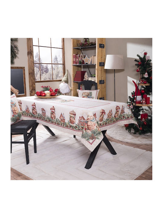 Teoran Christmas Tablecloth Fabric White L140xW...