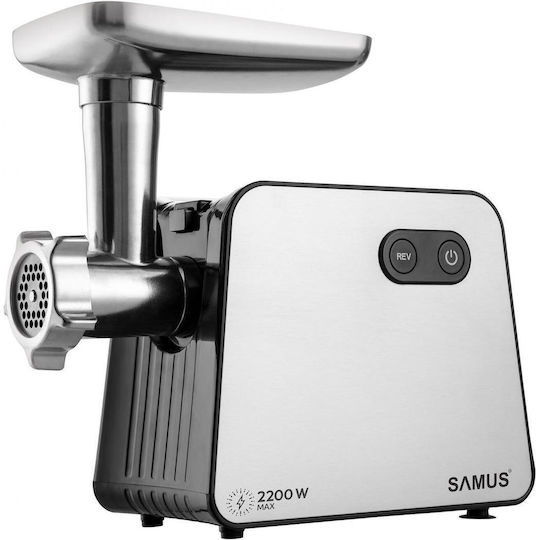 Mașină de tocat carne Samus Smt-2200x 2200W 1+ Viteză inversă Oțel inoxidabil Negru Oțel inoxidabil