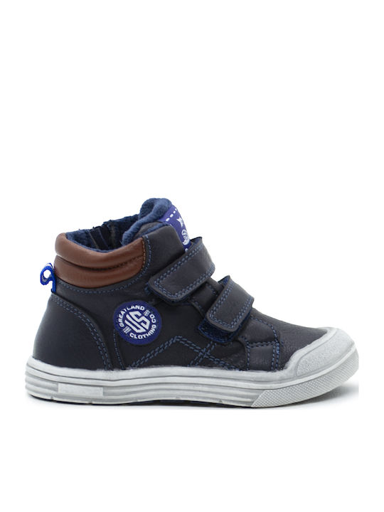 Lederne Kinderstiefeletten mit Reißverschluss Blau