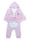 Babydom Set Body pentru Bebeluși Mânecă lungă Catifea cu Pantaloni Pink 3buc