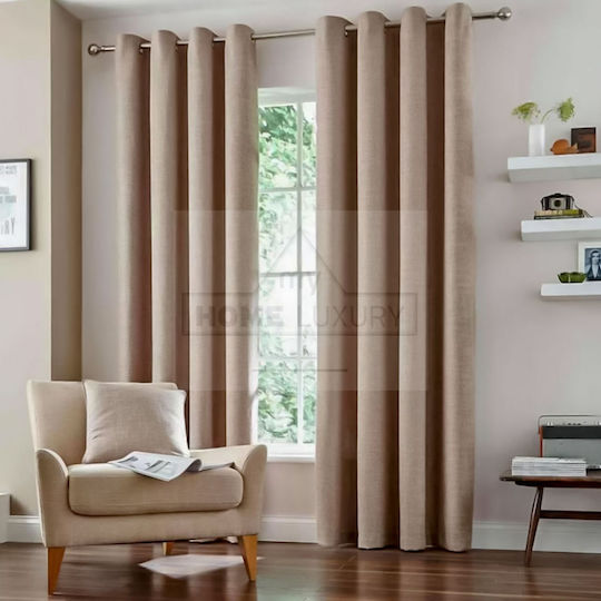 My Home Luxury Κουρτίνα με Τρουκς Paris Μπεζ 280x270εκ.