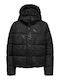 Women's Short Puffer Jacket for Winter Black