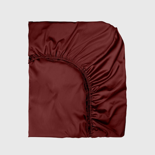 Ginger Spannbetttuch 100% Baumwollsatin 140 200 25 cm Burgund