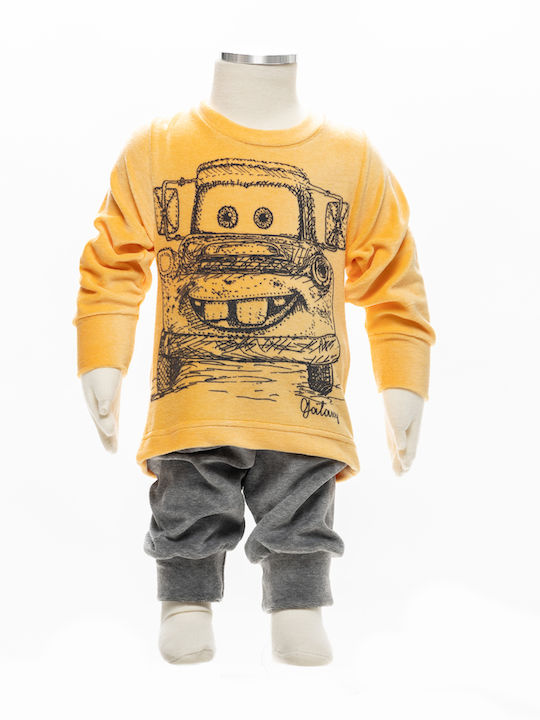 Galaxy Детска пижама Зимна Кадифена Yellow/Grey