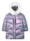Kids Quilted Short Coat with Lining and Hood Iridescent
