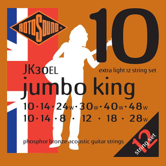 Rotosound Jumbo King Set Corzi Pentru Chitară Acustică Fosfor Bronz 10 - 48