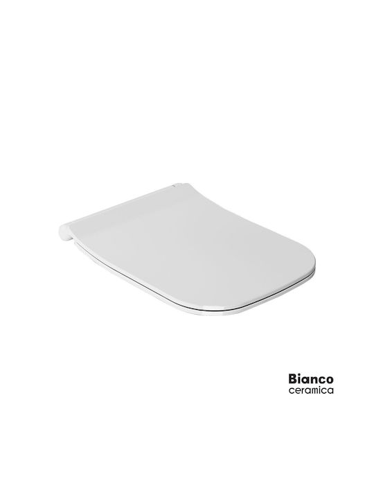 Bianco Ceramica Plastic Soft Close Toilet Slim Seat White
