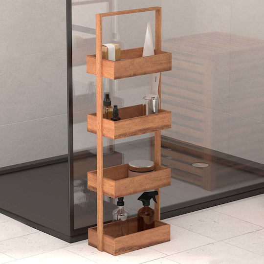5Five Floor Bathroom Shelf Wooden with 4 Shelves 26.8x16x88cm Beige