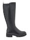 Synthetic Leather Medium Heel Women's Boots Black