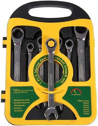 Set of 7 Chrome Vanadium Steel Wrenches Silver Case
