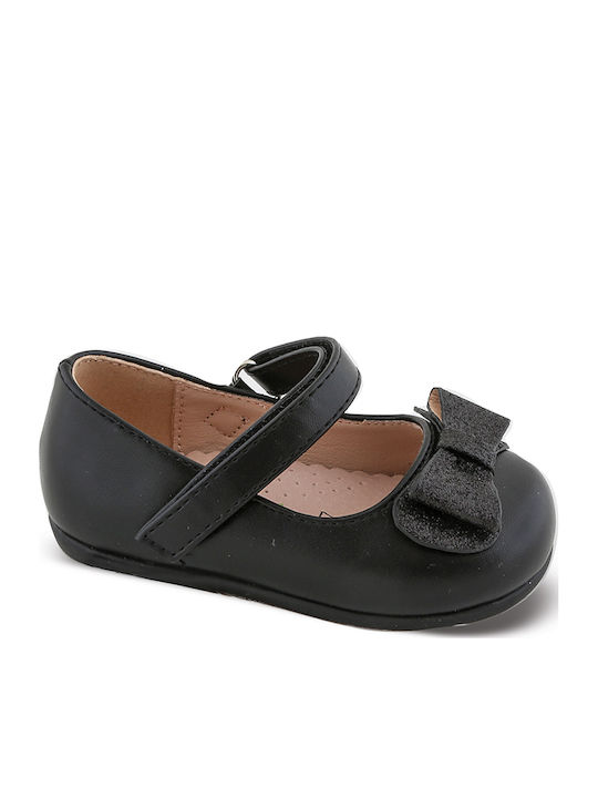 Kids Anatomic Ballerinas with Hoop & Loop Closure Black