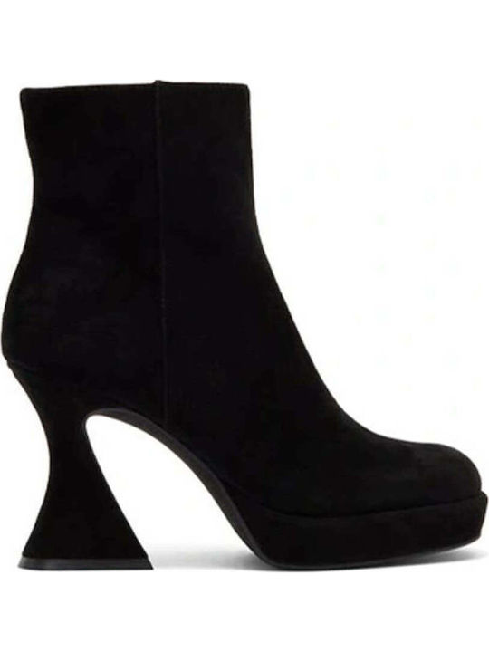 Humanity Black 00138 Suede Γυναικεία Μποτάκια Μαύρα
