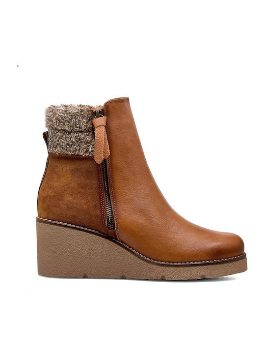 Leder Stiefeletten Damen Tabac Braun