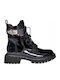 Women's Patent Leather Ankle Boots Black