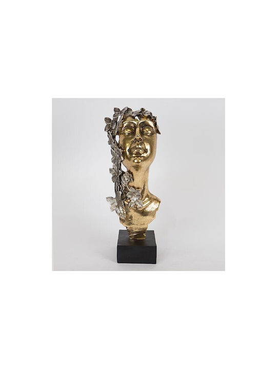 Decorative Resin Sculpture Woman Butterflies Flowers Gold-Black-Silver 16.5x13x40cm 13919 752-27027
