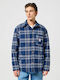 Wrangler Overshirt Long-sleeved Shirt in Wide Line Checked Navy Blue