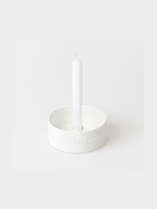 Raeder Candle Holder Porcelain in White Color 12x12x5cm 1pcs