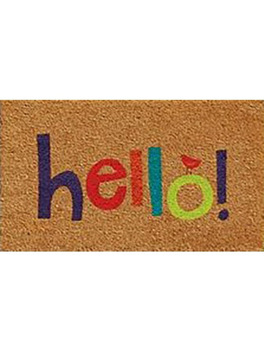 Etoile Entrance Mat made of Coir with Anti-slip Backing Hello Multicolour 40x60cm