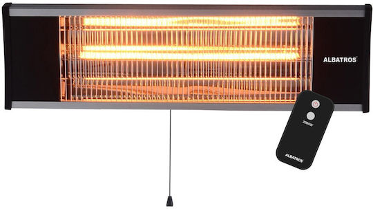 Albatros Rfc-2001at Electric Patio Heater Carbon Fiber 2000 W On Off Switch Ip65 Protection Remote Control Black
