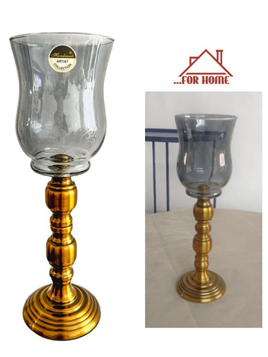 Glass Candle Holder with Metal Base 10x32cm Forhome 321476 Home
