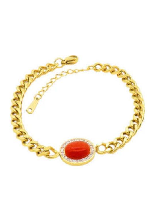 Bizou-Shop Γυναικείο Βραχιόλι Αλυσίδα από Ανοξείδωτο Ατσάλι Επιχρυσωμένο