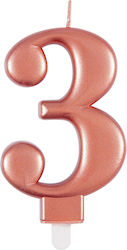 Unique Birthday Candle Number 3 in Rose Gold Co...