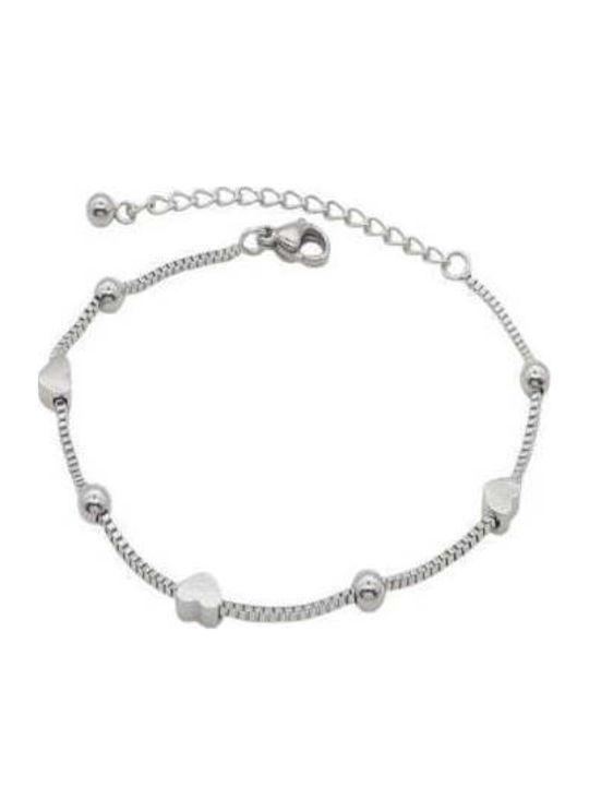 Bizou-Shop Damen Armband Kette mit Design Herz aus Stahl mit Perlen