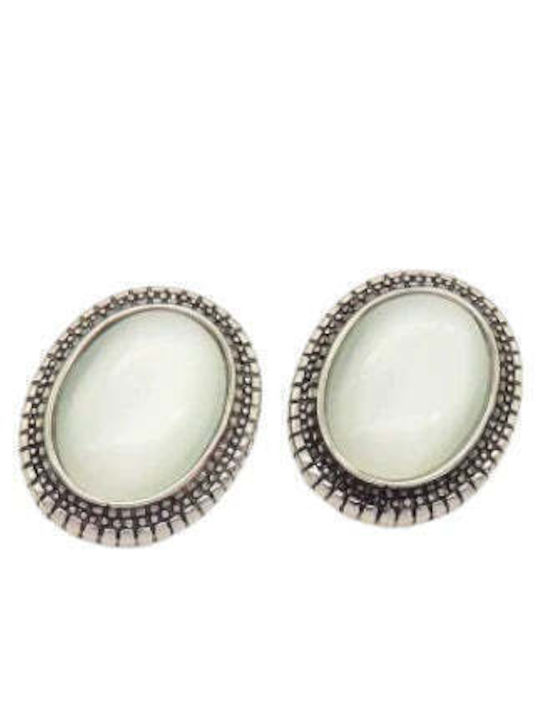 Stainless Steel Stud Earrings White Stone 3.1cm E3076
