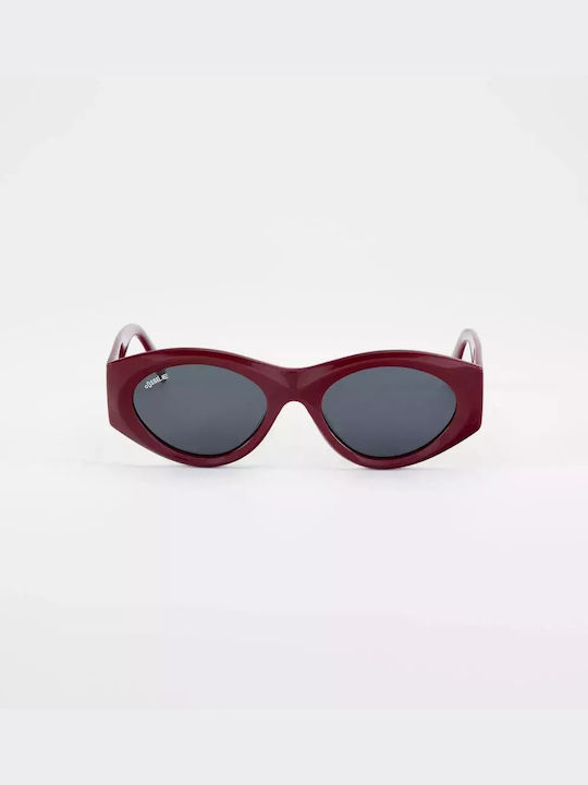 Cosselie Cosselie Women's Sunglasses with Red Horn-Rimmed Frame and Gray Lens
