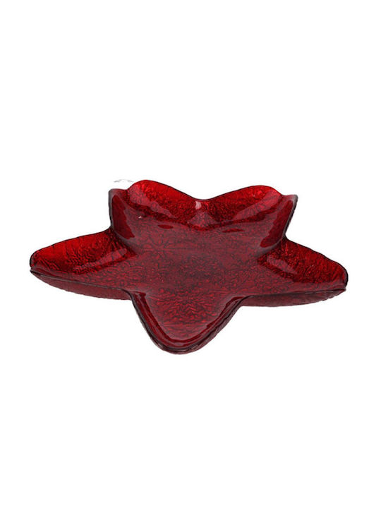 Glass Star Plate Red ∅30xH4cm