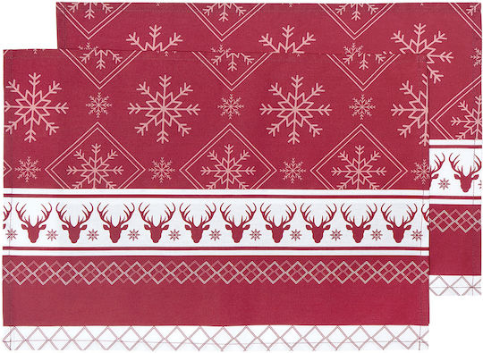 Nima Christmas Day Комплект Коледни Подложки за чинии Червен Д50xШ35см. 2бр