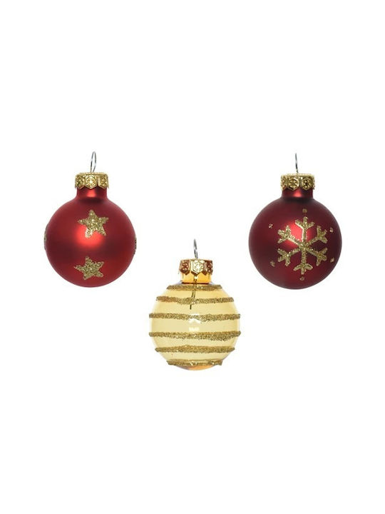 Hanging Ornament Set Glass Gold 9pcs