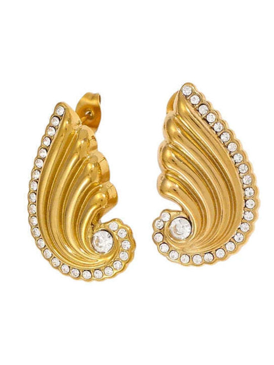 Stainless Steel Stud Earrings Zircon 2.9cm E1515