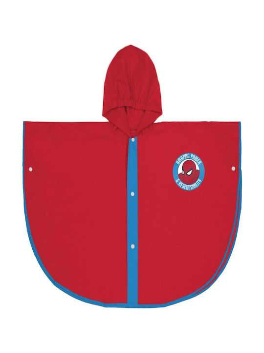 Waterproof Kids' Casual Jacket with Hood Red Spiderman