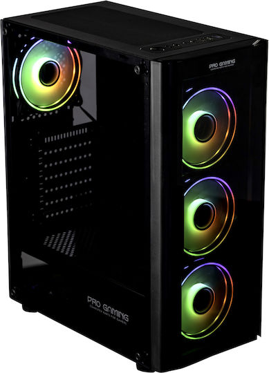 ProGaming Pro Gaming Blaze Midi Tower Computer Case with Side Window and ARGB Lighting Black
