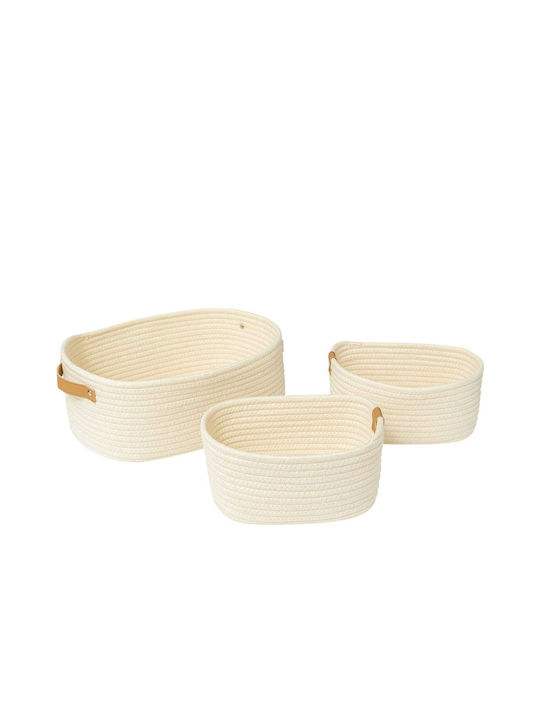 5Five Καλάθι Αποθήκευσης Υφασμάτινο Λευκό 32x25x12cm 3τμχ
