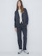 Women's Fabric Trousers with Elastic Regular Fit Grey