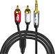 ATC Καλώδιο Ήχου 3.5mm male - 2x RCA male Μαύρο 10m με Επίχρυσους Ακροδέκτες 02.008.0142