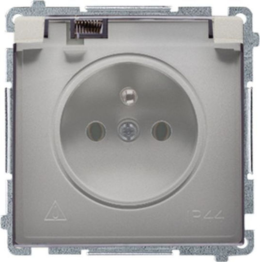 Kontakt-simon Simon Basic Single Socket U Screens Ip44 16a 250v Satin Bmgz1bz.01/29a