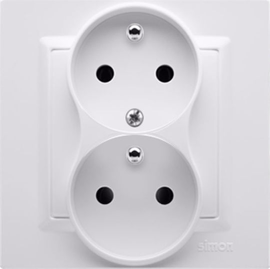 Kontakt-simon Simon 10 Double Socket U Phase Invariance Function 16a 250v White Cgz2t/11