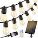 Ghirlande Luminoase Solare 25m/30m 25/30 Becuri Alb Cald Telecomandă