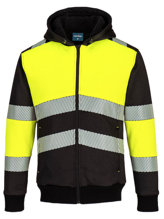 Portwest Pro Jachetă De Lucru Cu Elemente Reflectorizante Cu Căptușeală Polar Și Cu Glugă Galbenă