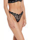 Women's String with Lace Black